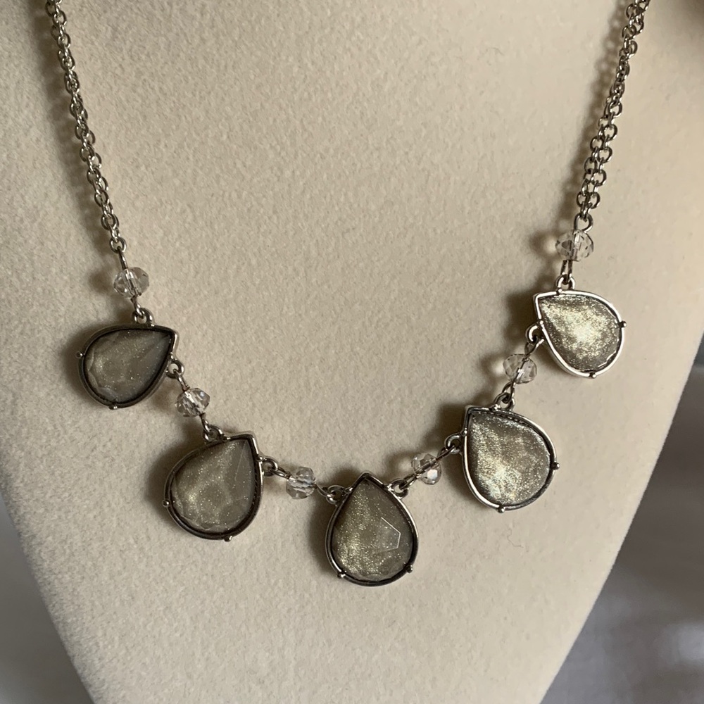 LOFT Silver Teardrop Pendant Necklace - Picture 2 of 6